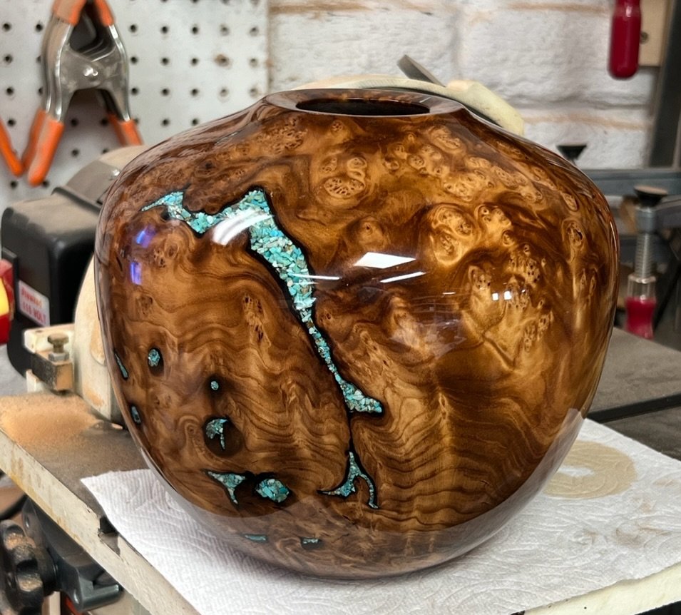 Russian Olive Burl w/turquoise