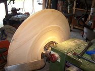 Willow platter on the lathe.jpg