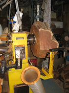 17in blackwood blank on lathe- 1.jpg