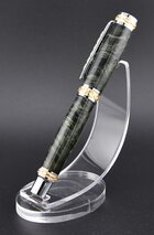 Jr Emperor chrome and gold Fountain pen Rollerball Box elder black stabilized Oct 2024 2.JPG