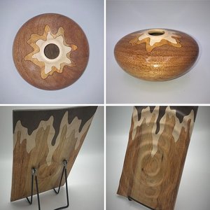 Turnings with wood inlays