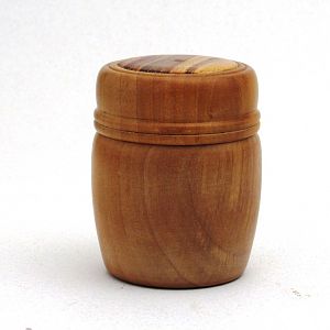 Bradford Pear box with tigerwood insert.in a threaded lid.