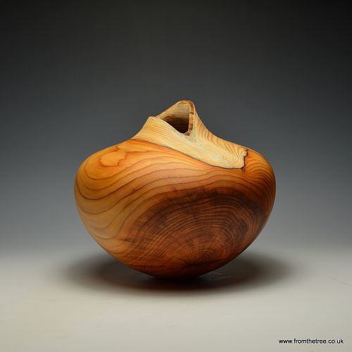 natural edge yew hollow form