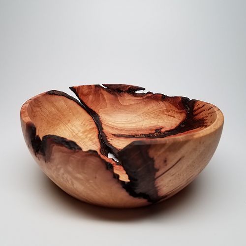 Pecan bowl with bark inclusion