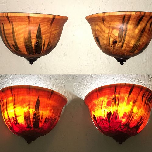 Norfolk Island Pine lighted wall sconce set