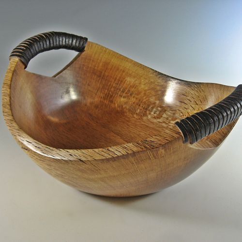 Natural-Edge Bowl w/Leather Accents