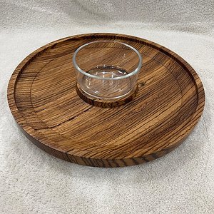 Zebrawood chip and dip platter with bowl