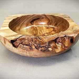 Chinese Tallow Wood Square Rimmed Bowl with Bark