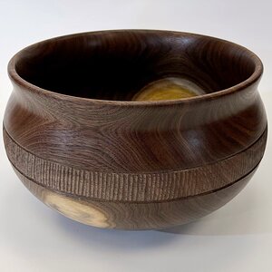 Walnut Bowl with Carved Band