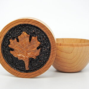 Carved Maple Leaf Lidded Box