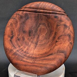 Walnut pillow bowl with hand-cut bead