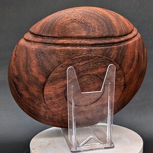 Walnut Bowl with Hand-Cut Bead