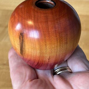 Another little hollow form, this one dyed cherry