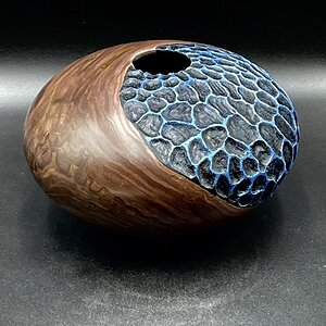 Carved Walnut Hollow Form