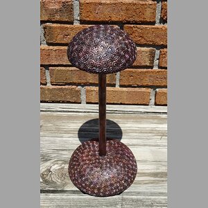 Wig Stand with Spiral Pyrography Embellishment