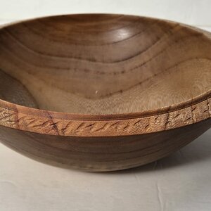 Cherry Bowlwith Carved Rim