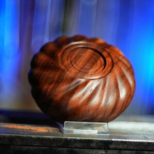 Spiral fluted walnut bowl