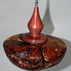 Cherry burl and royal ebony finial.