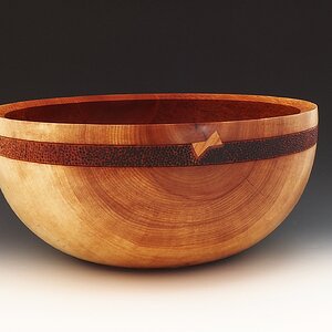 Madrone Bowl with band and butterflies