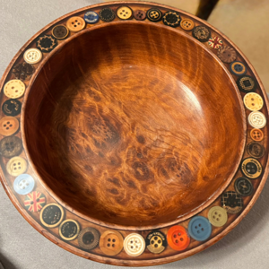 Redwood burl button bowl