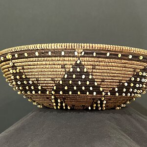 Fully beaded Pomo basket illusion