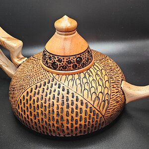 Maple and mahogany teapot