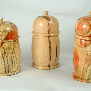 Trio of lidded boxes