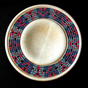 Beaded plate, blues &red