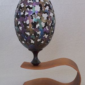 Pierced Egg Shell Ornament w/ stand