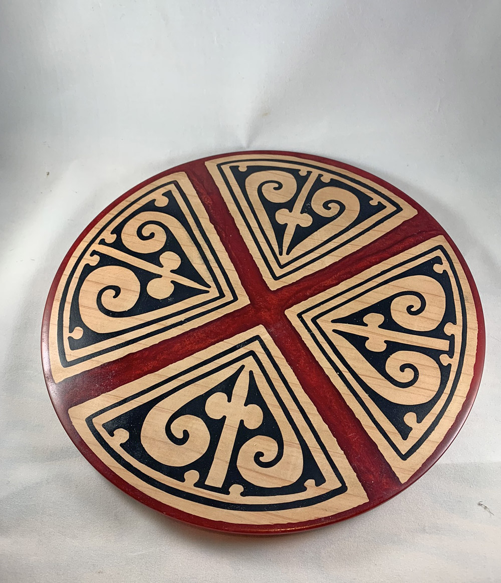 14 inch redwood platter witj resin inlays