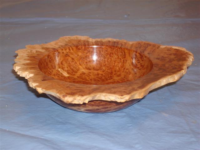 1st winged bowl Black Morrel Burl angled view