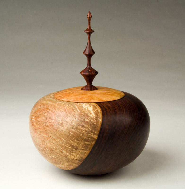 African Black Wood Lidded Form