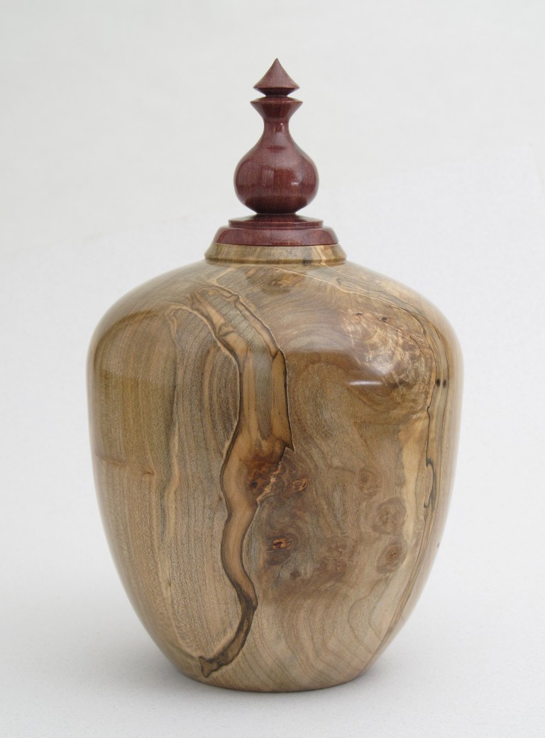 Ambrosia maple pet urn with katalox finial