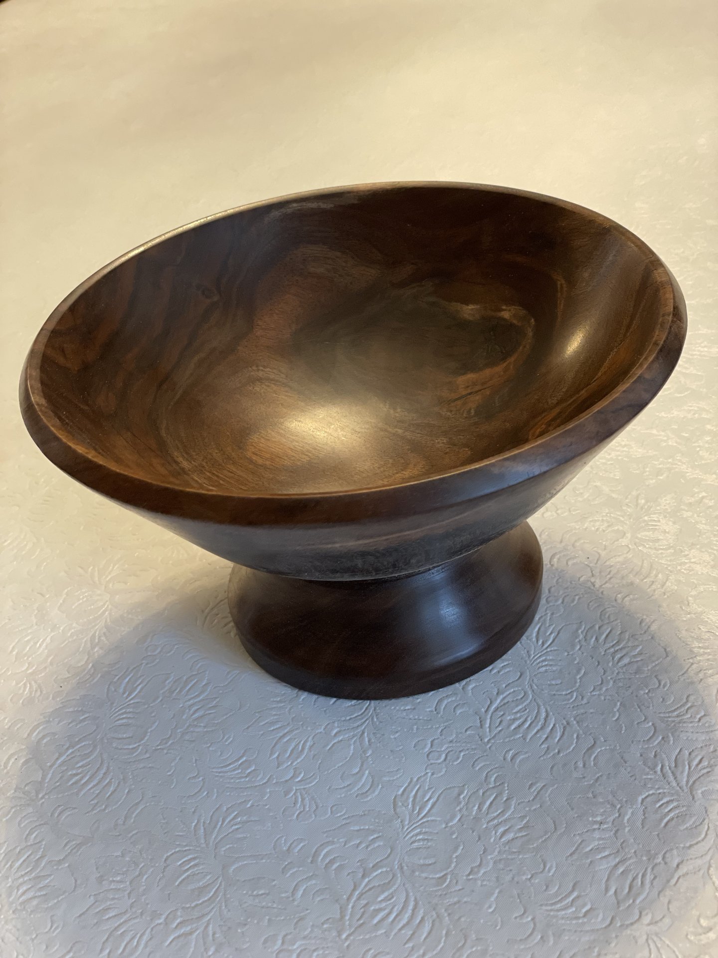 Black walnut pedestal bowl.
