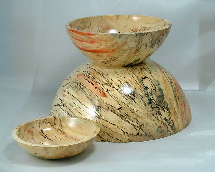 Bowls, spalted boxelder, set of 3