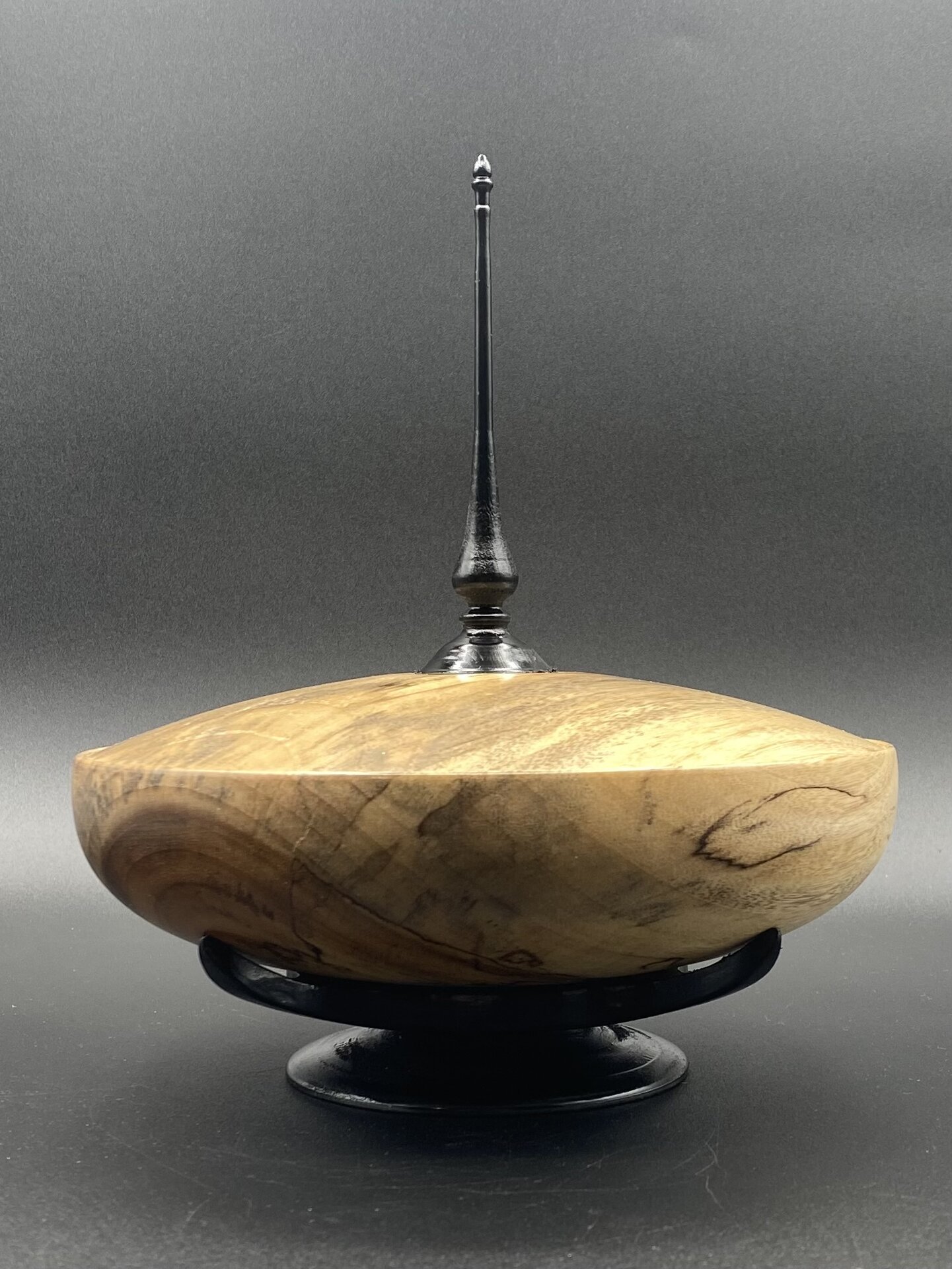 Camphor Hollow form with maple finial and base.