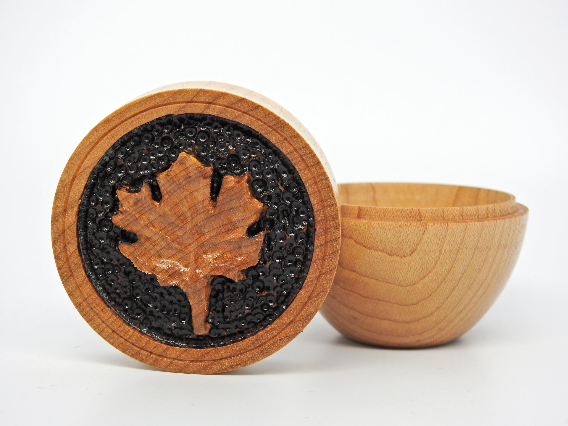 Carved Maple Leaf Lidded Box