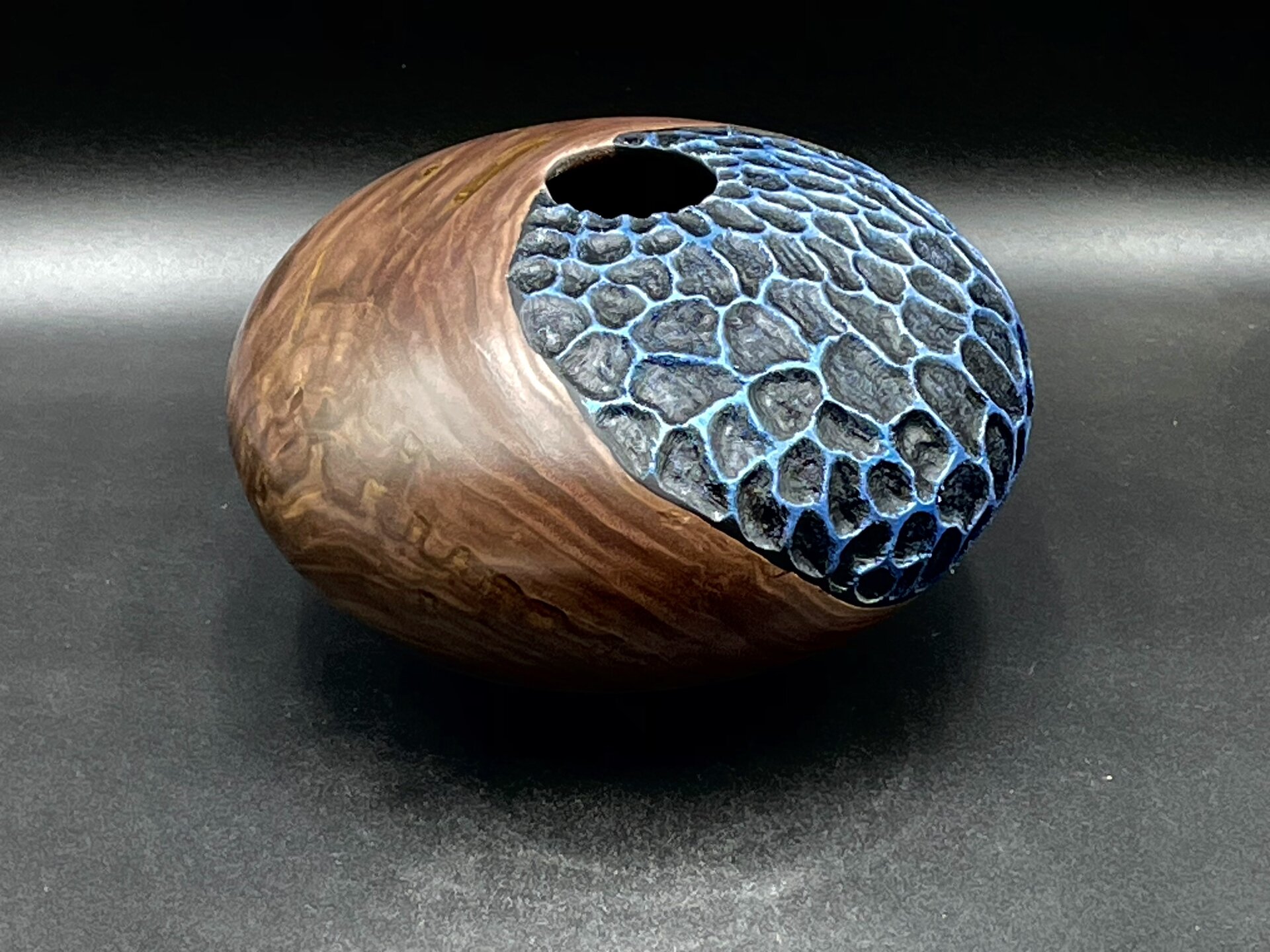 Carved Walnut Hollow Form