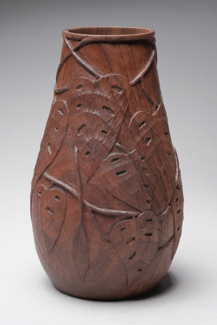 Carved Walnut Vase