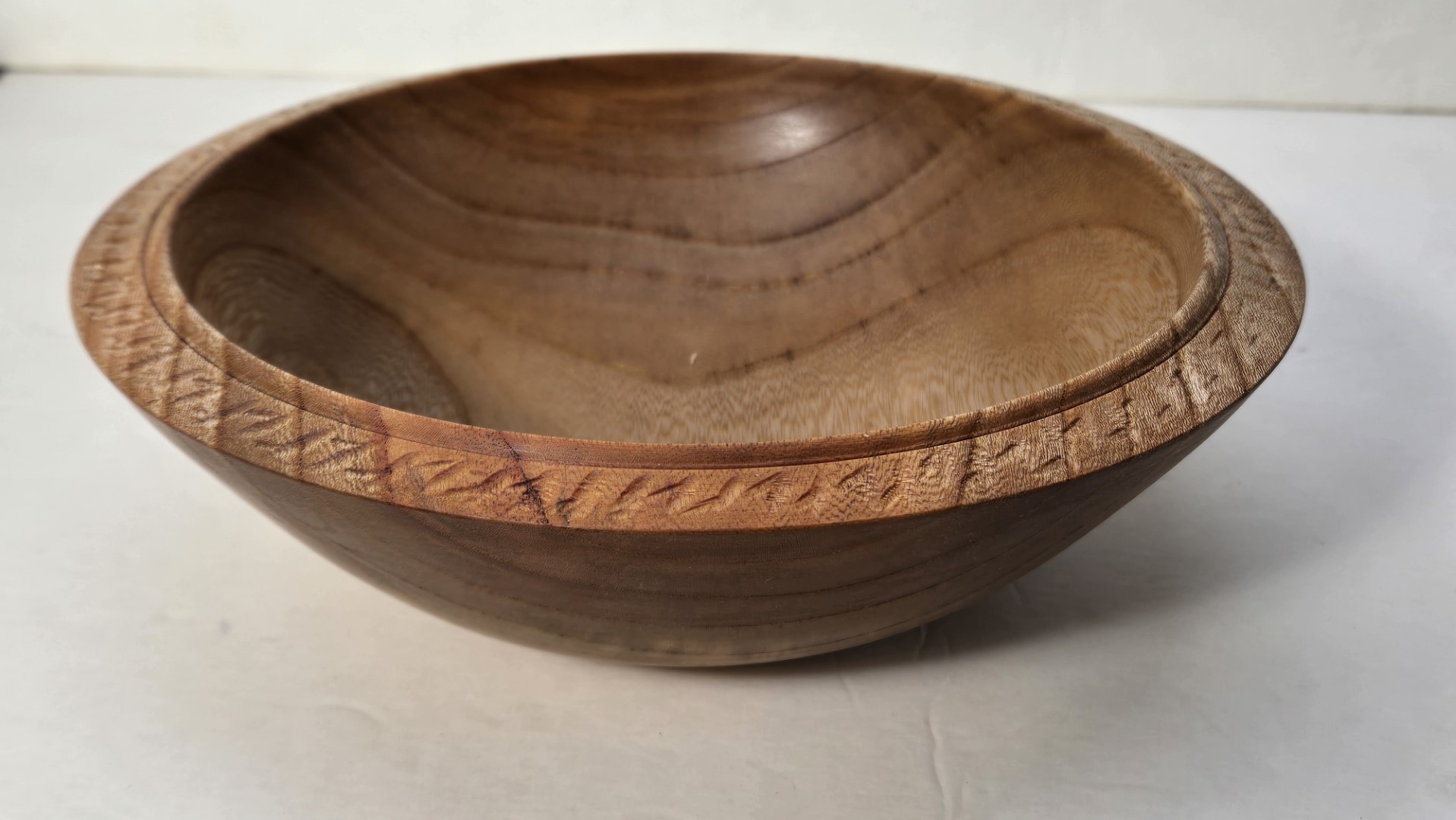 Cherry Bowlwith Carved Rim