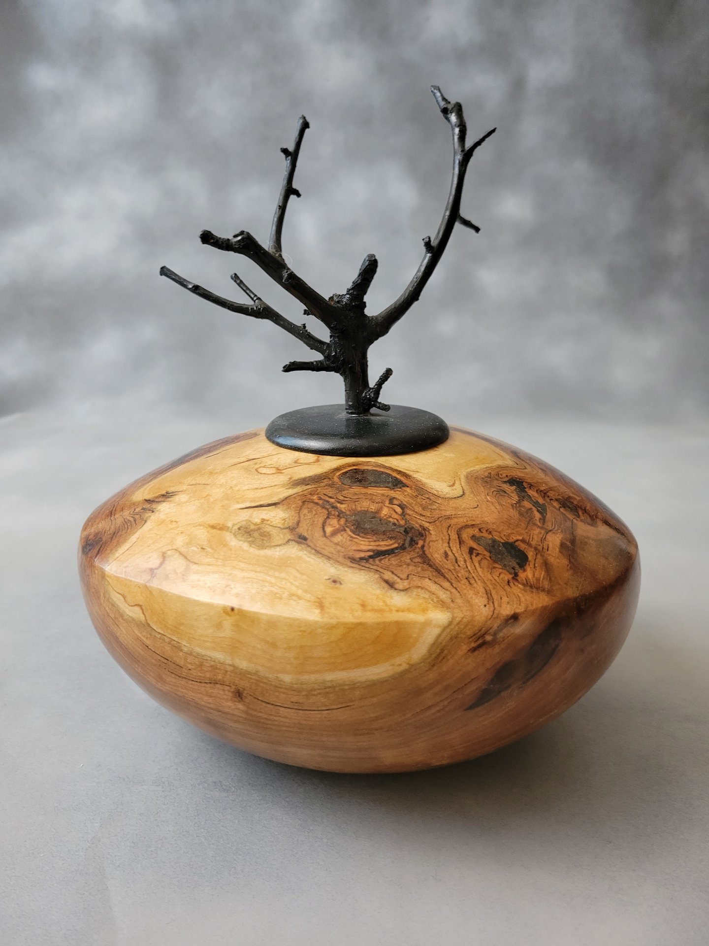 Cherry Burl hollow form with natural finial