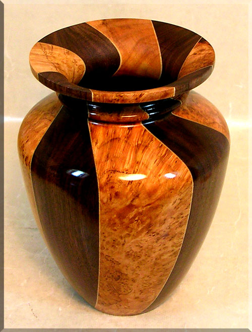 Cherry Burl Walnut Triangle Stave Vase