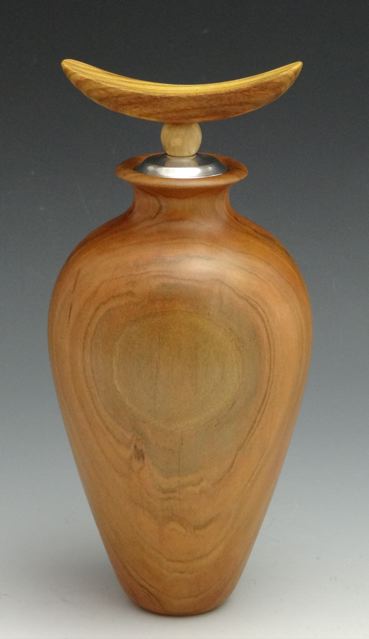 Cherry Vase with Canary and Alminum Finial