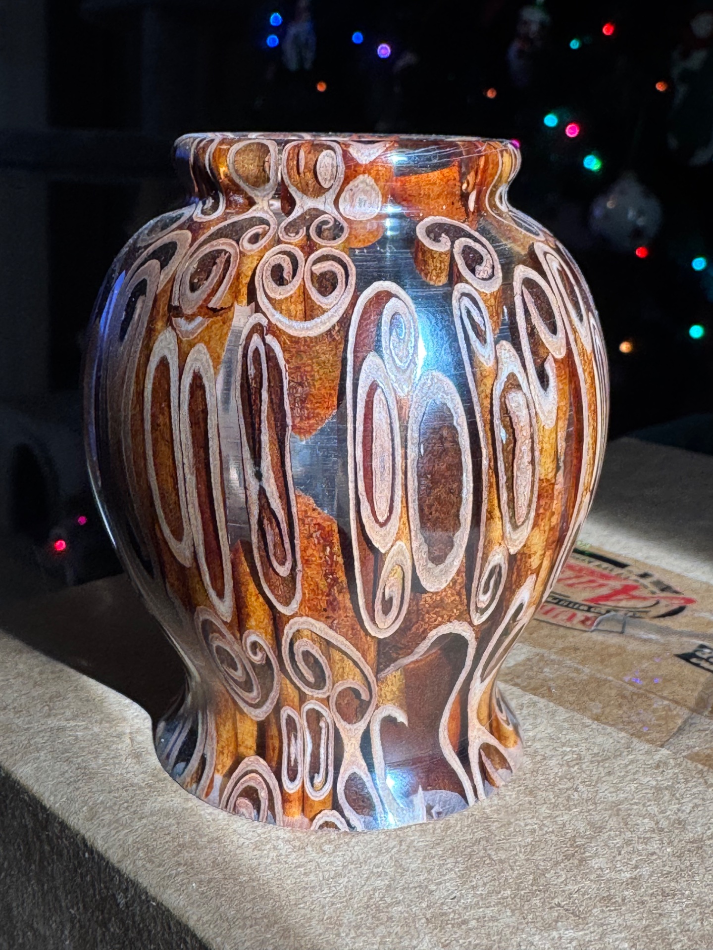 Cinnamon stick and resin vase