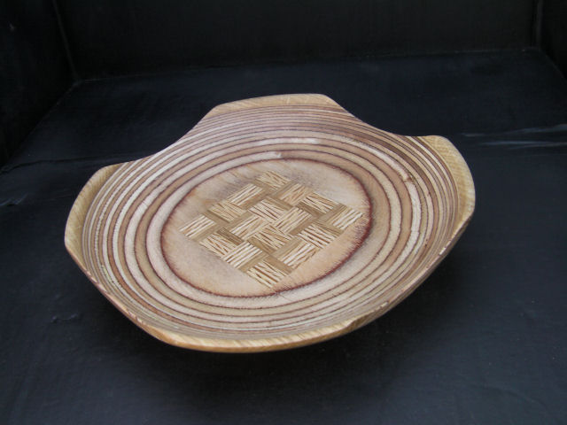 Dish from recycled oak flooring panels