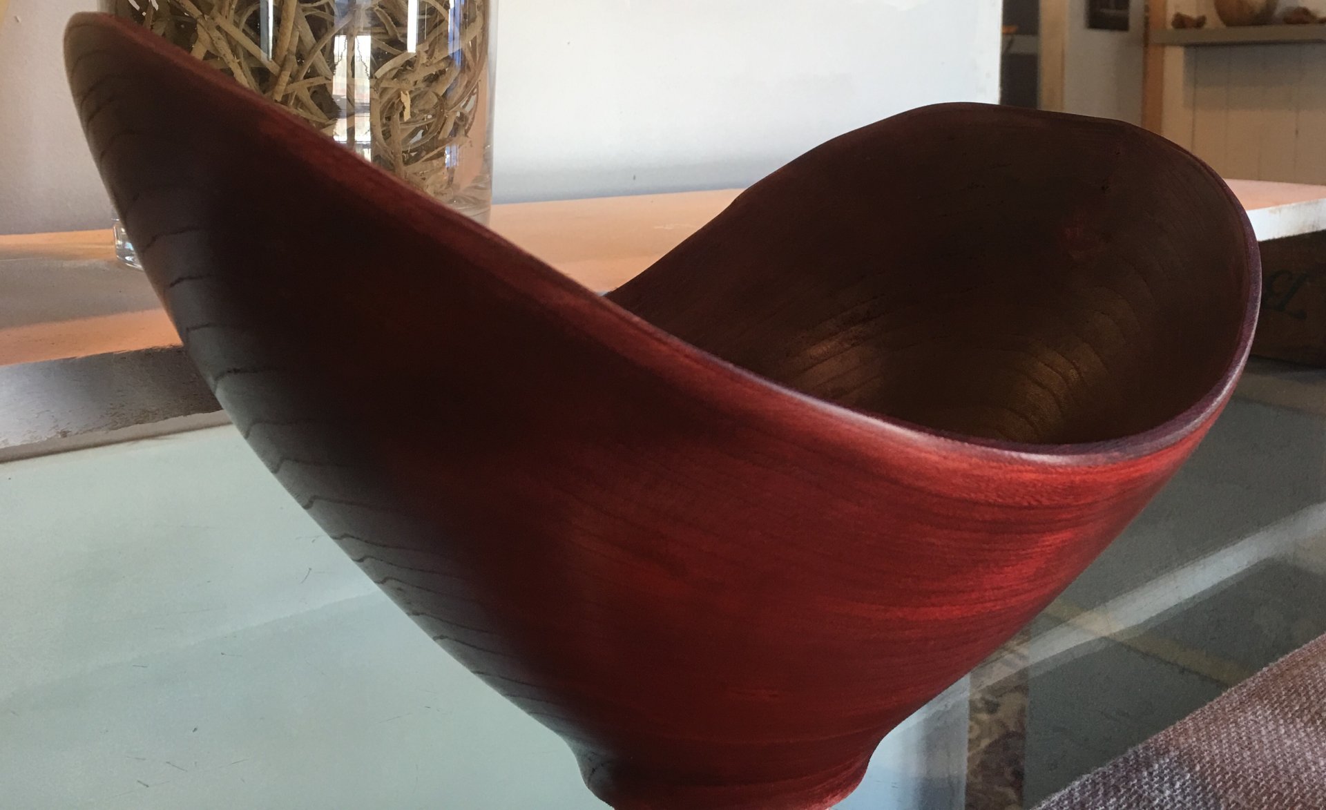 elm natural edge bowl- red velvet