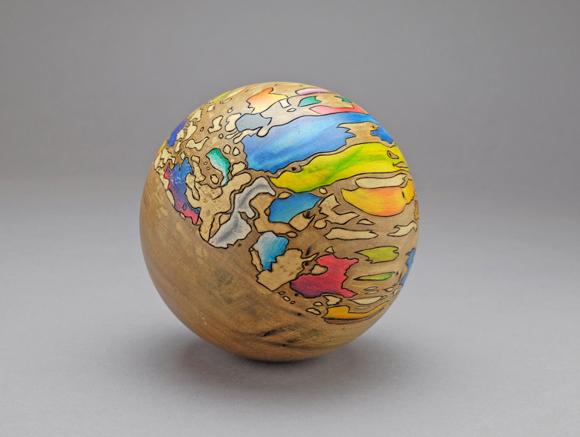 Faux spalted sphere, alternate view.