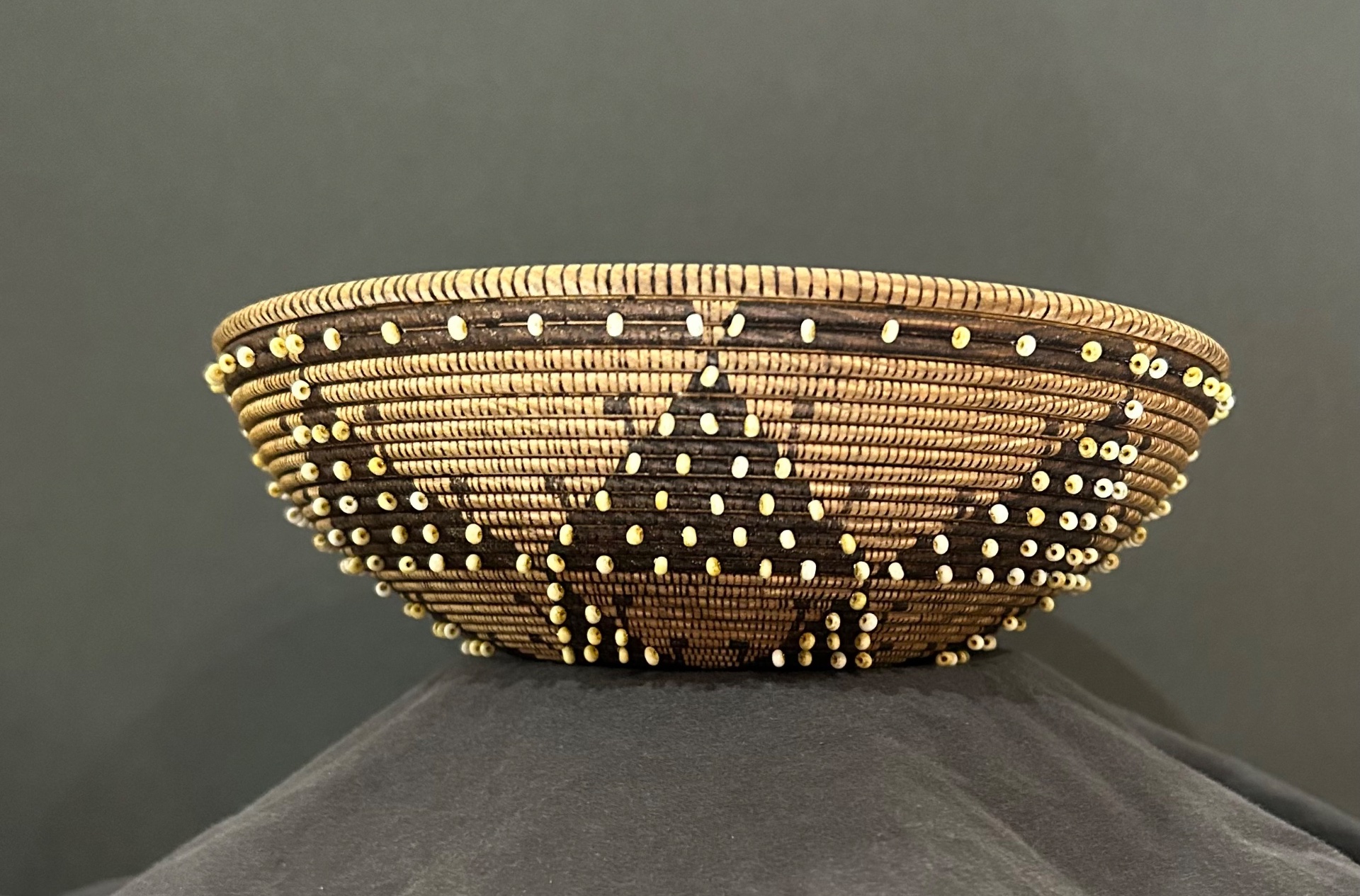 Fully beaded Pomo basket illusion