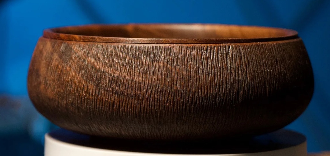 Hand-carved walnut bowl