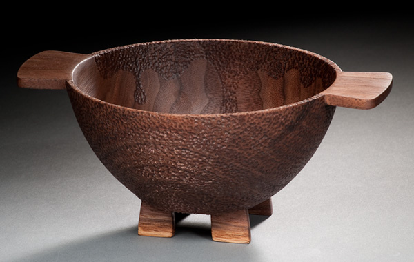 Handled Walnut bowl